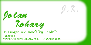 jolan kohary business card